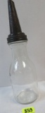 Vintage Duraglass One Qt. Embossed Glass Oil Bottle