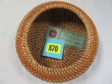 Native American Woven Pine Needle and Raffia Basket