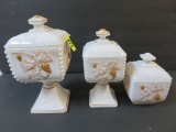 Set of 3 Westmoreland Panel Grape Graduated Cannisters