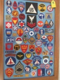 Framed Collection of 50 Military Patches Inc. Marine, Airborne, Infantry, etc.