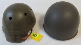 Lot of (2) Foreign Military Helmets Inc. French Tankers Helmet, Swedish Army Issue