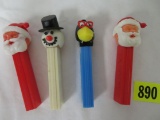 Lot of (4) Vintage Pez Dispensers (No Feet) Inc. (2) Santa, Snowman and Crow
