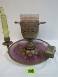 Rare Victorian Art Glass Smoking Stand (Opium?)