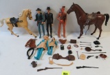 Vintage 1960s Marx Johnny West Action Figure Lot Inc. Various Figures, Horses and Accessories