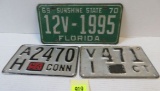 Lot of (3) 1950s - 1960s License Plates