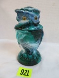 Beautiful Imperial Green Slag Glass Owl Covered Candy Dish