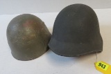 Lot of (2) Foreign Military Helmets Inc.Portugese and Swiss Army Helmets