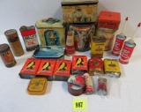 Lot of (22) Antique and Vintage Tins Inc. Red Wing Boot Oil, Colgate Tooth Powder, Hartz Bird Food a