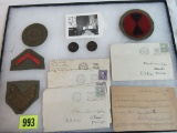 Named Military 7th Infantry Division Insignia and Paperwork Grouping