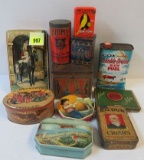 Large Lot of Antique General Store Product Tins, Inc. Calumet, Cigars, Hartz Bird Food