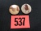 (2) Antique Photo Pin-back Buttons
