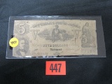 1861 Civil War Confederate $5.00 Note
