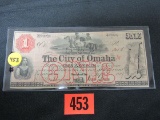 Rare! $1.00 Omaha-nebraska Terr. Note