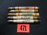 Lot (5) Antique Advertising Bullet Pencils
