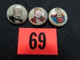 Pep Cereal Pins 1940's Group Of (3)