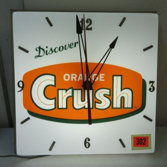 Vintage 1971 Orange Crush Soda Lighted Pam Advertising Clock