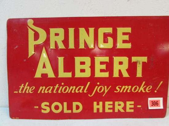 Antique Prince Albert Tobacco 14 x 22" Embossed Metal Sign