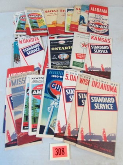 Lot (32) Antique 1930's/40's Service Station Road Maps