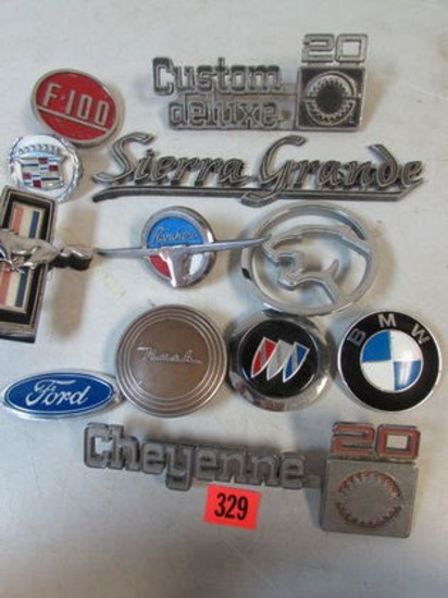 Grouping of Vintage Automobile Emblems, Badges, Etc.