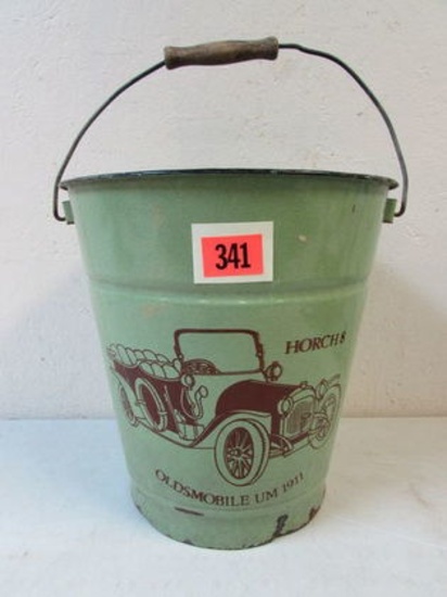 Rare Antique Oldsmobile Horch 8 Advertising Porcelain Enameled Water Bucket