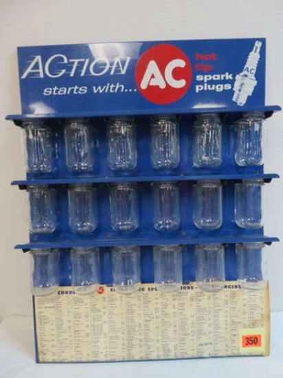 Vintage AC Spark Plug Metal Jar Rack Sign