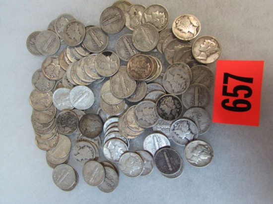 Lot (100) Mixed Date US Mercury Silver Dimes