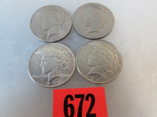 1927-D, 1934-D, 1935, 1935-S Silver Peace Dollars