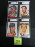Lot (4) 1953 Topps Baseball Cards All Beckett Graded