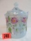 Beautiful Fenton Iridized Blue Hand Painted Biscuit Jar