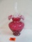 Fenton Cranberry Opalescent Heart Basket