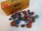 Grouping of Vintage Hand Made and Unusual Marbles in Wooden Box
