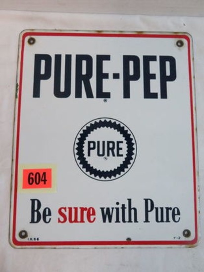 1950s Pure Oil "Pure Pep" Porcelain Sign