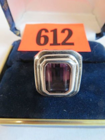 Men's Sterling Silver and Amethyst Ring