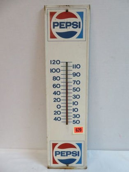 Vintage 1970s Pepsi Metal Advertising Thermometer