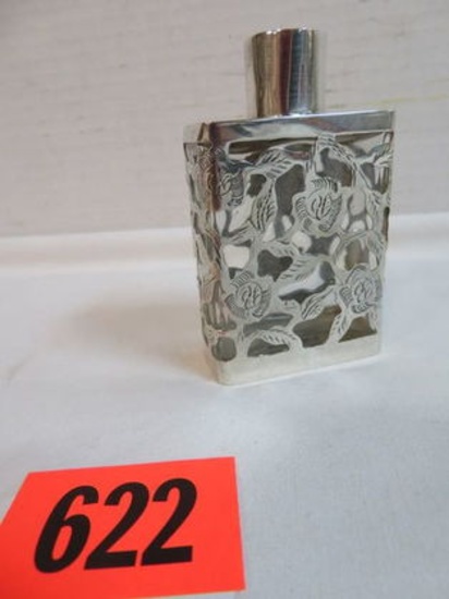 Elegant Vintage Perfume Bottle with Signed Sterling Silver Overlay