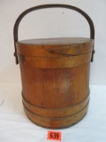 Antique Wooden Firkin Bucket w/ Lid