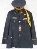 Vintage US Military Uniform Dress Jacket w/ Dress Hat (H.D.C. Collar Pins)