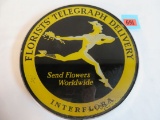 Antique 1920s Florist's Telegraph Delivery (Interflora) Reverse Painted Glass Sign