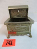 Antique Nickel Plated Savage Stove Figural Match Holder