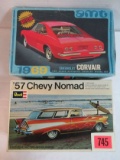 Lot of (2) 1960s 1:25 Scale Model Kits Inc. Revelle '57 Chevy Nomad, AMT '69 Chevrolet Corvair