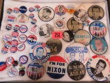 Case Lot of Vintage Presidential Pinbacks, Inc Nixon, LBJ, Wallace +