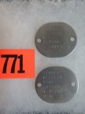 Pair of Original WWII Military Soldier Dog Tags, Dated 1943