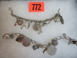 Lot of (2) Sterling Silver Charm Bracelets