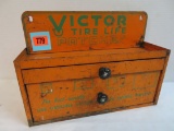Vintage Victor Tire Life Patches Metal Service Station Advertising Cabinet