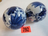 Lot of (2) Blue and White Floral Porcelain 3
