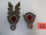 Lot of (2) Vintage Goodrich Silvertown Safety League Reflective License Plate Toppers
