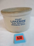 Antique Lakeside Dairy Stoneware Advertising Crock