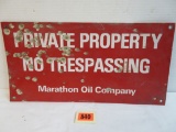Original Marathon Oil Co. Metal Private Property Sign
