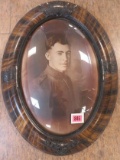 WWI Military Soldier Photo in Oval Frame