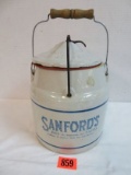 Antique Sanford's Ink Stoneware Advertising Crock w/ Lid